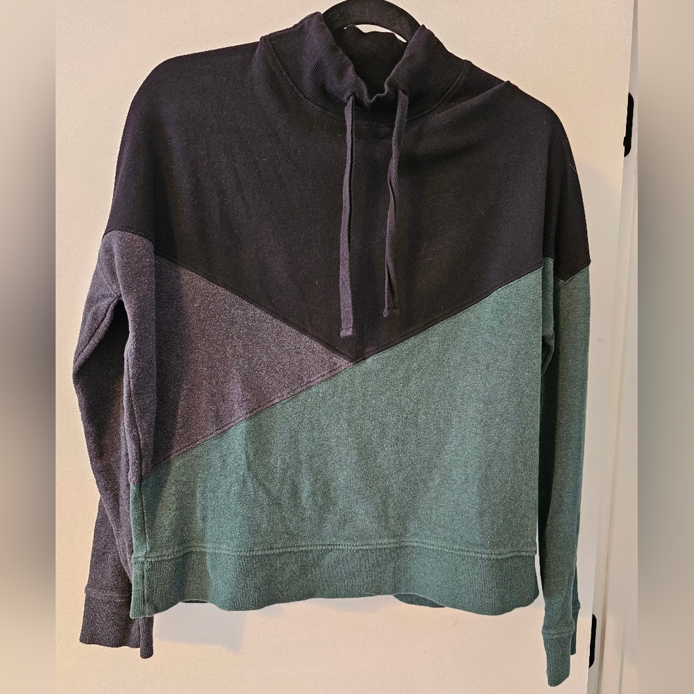 Pact Hoodie Colorblock Airplane Green Black Gray Organic Women's Sz Small
